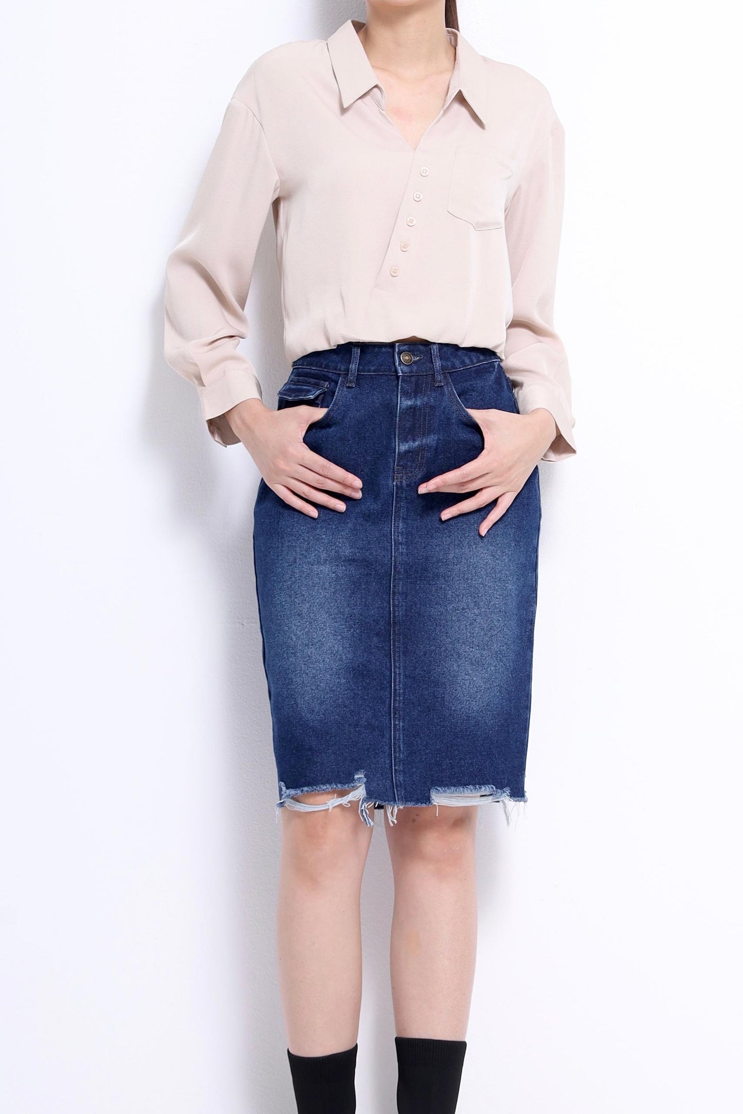 Valentina Asymmetrical Satin Blouse