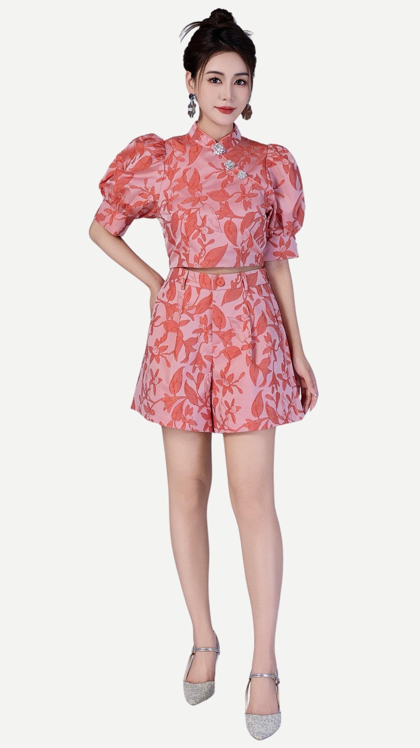 Xi Oriental Jacquard Qipao Top