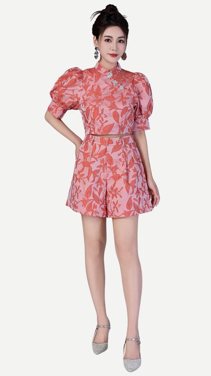 Xi Oriental Jacquard Qipao Top