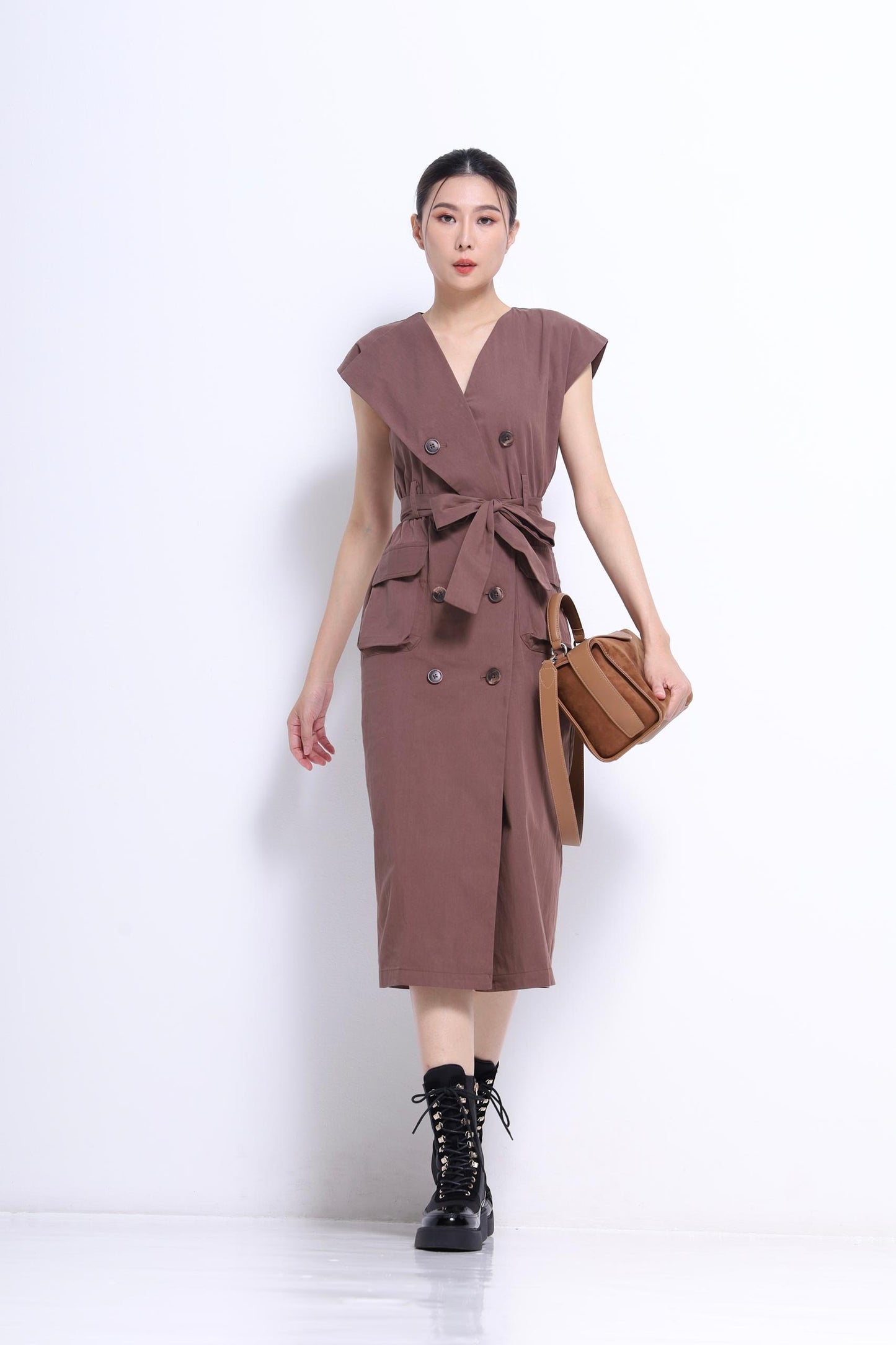 Mona V-Neck Trench Dress