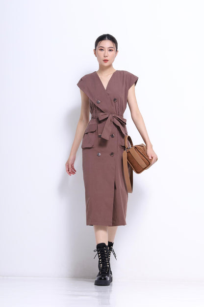 Mona V-Neck Trench Dress