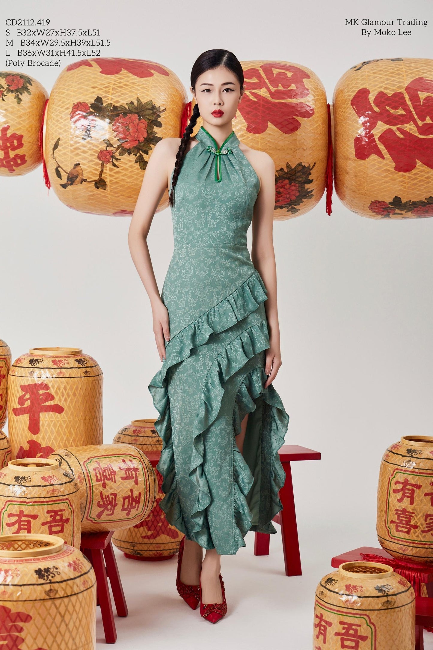 Yu Orient Ruffle Qipao Dress