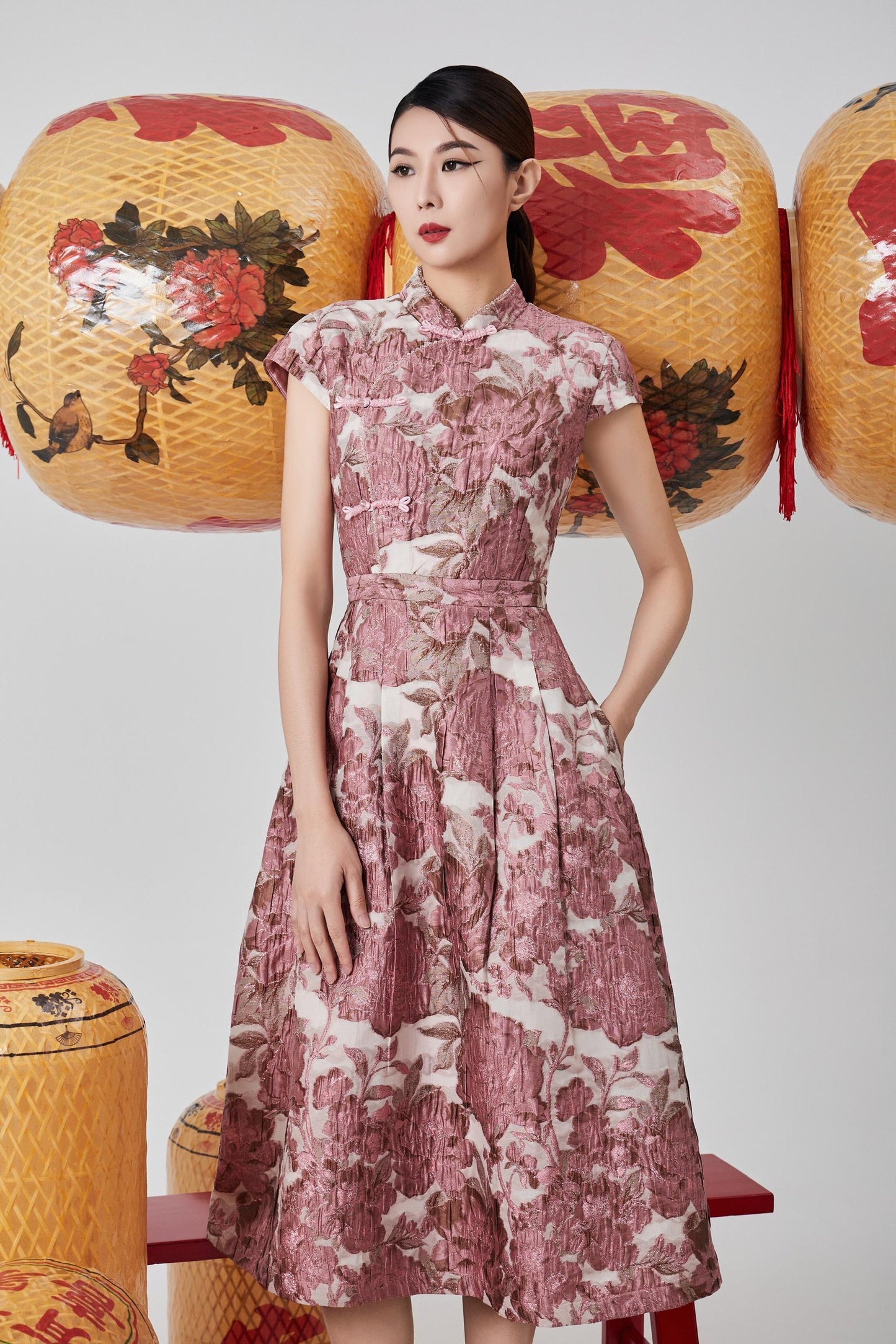 Hong Orient Crystal Qipao Dress