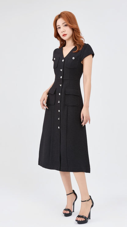 Ziri V-Neck Tweed Dress