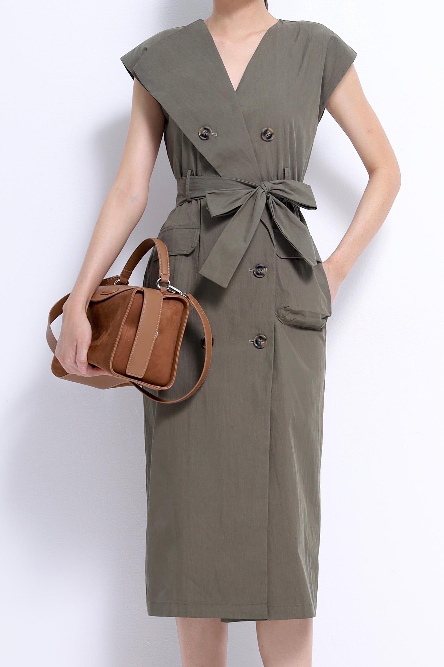 Mona V-Neck Trench Dress
