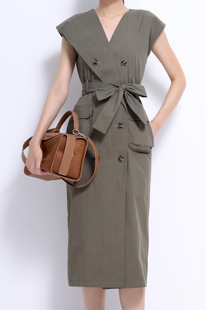 Mona V-Neck Trench Dress