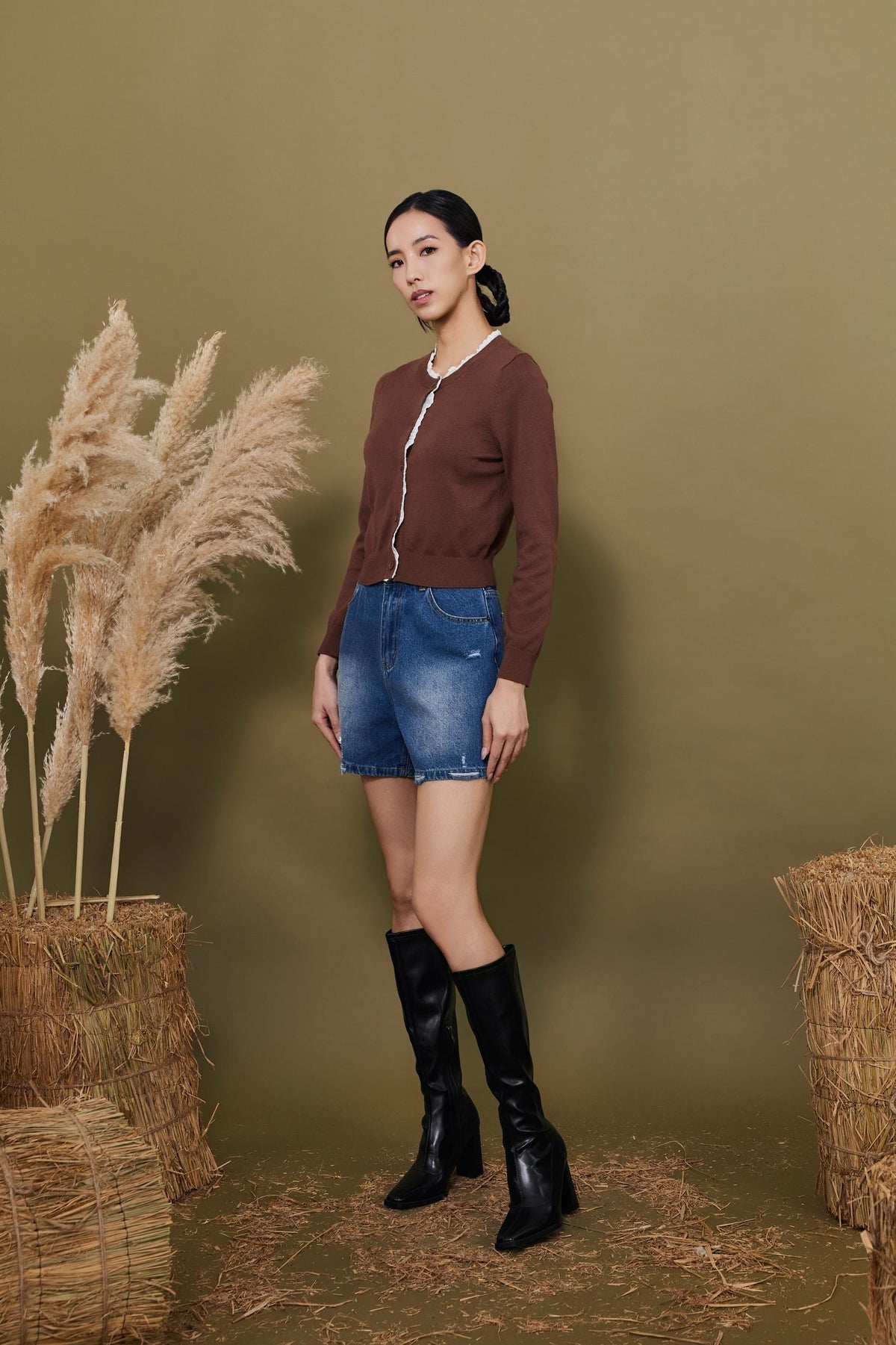 Josie Lace Ruffle Trim Knit Cardigan