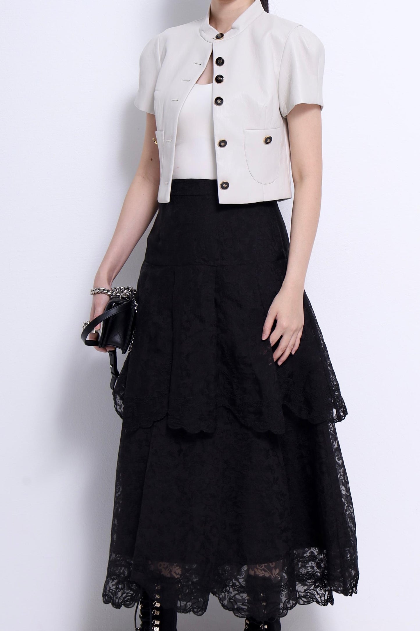 Natasha Mandarin Colar Cropped Jacket