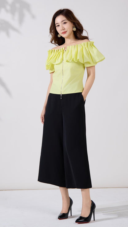 Ziri Pleated Ruffle Top