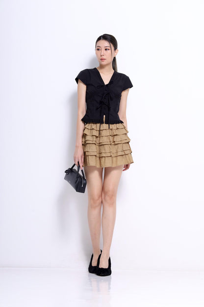 Sylvia V-Neck Ribbon Blouse