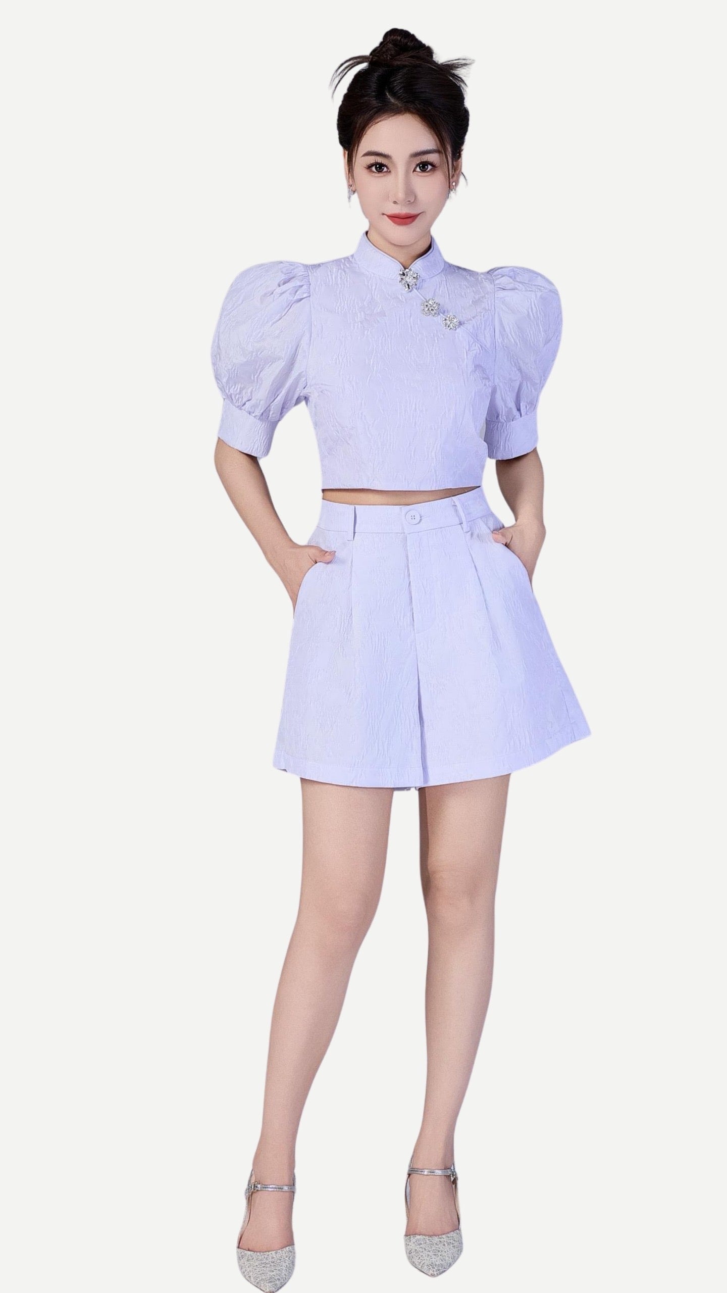 Xi Oriental Jacquard Qipao Top