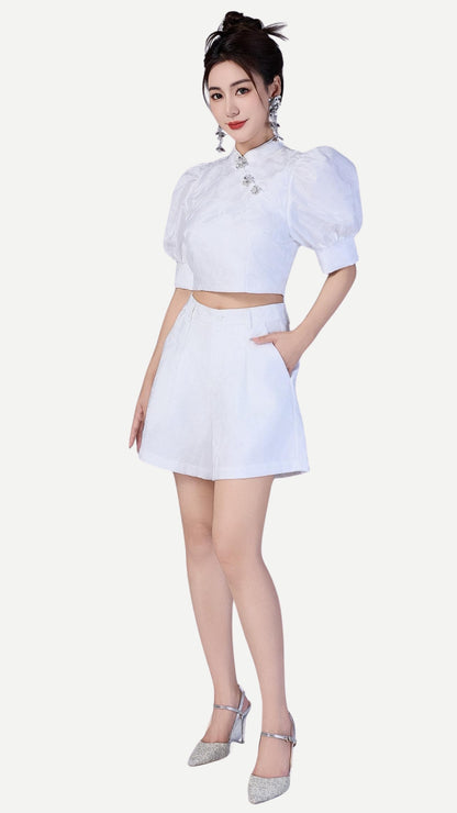 Xi Oriental Jacquard Qipao Top