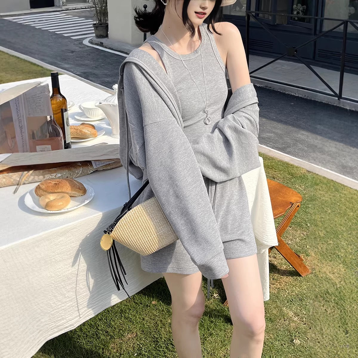 Teresa Embossed Knit Hoodie Setwear