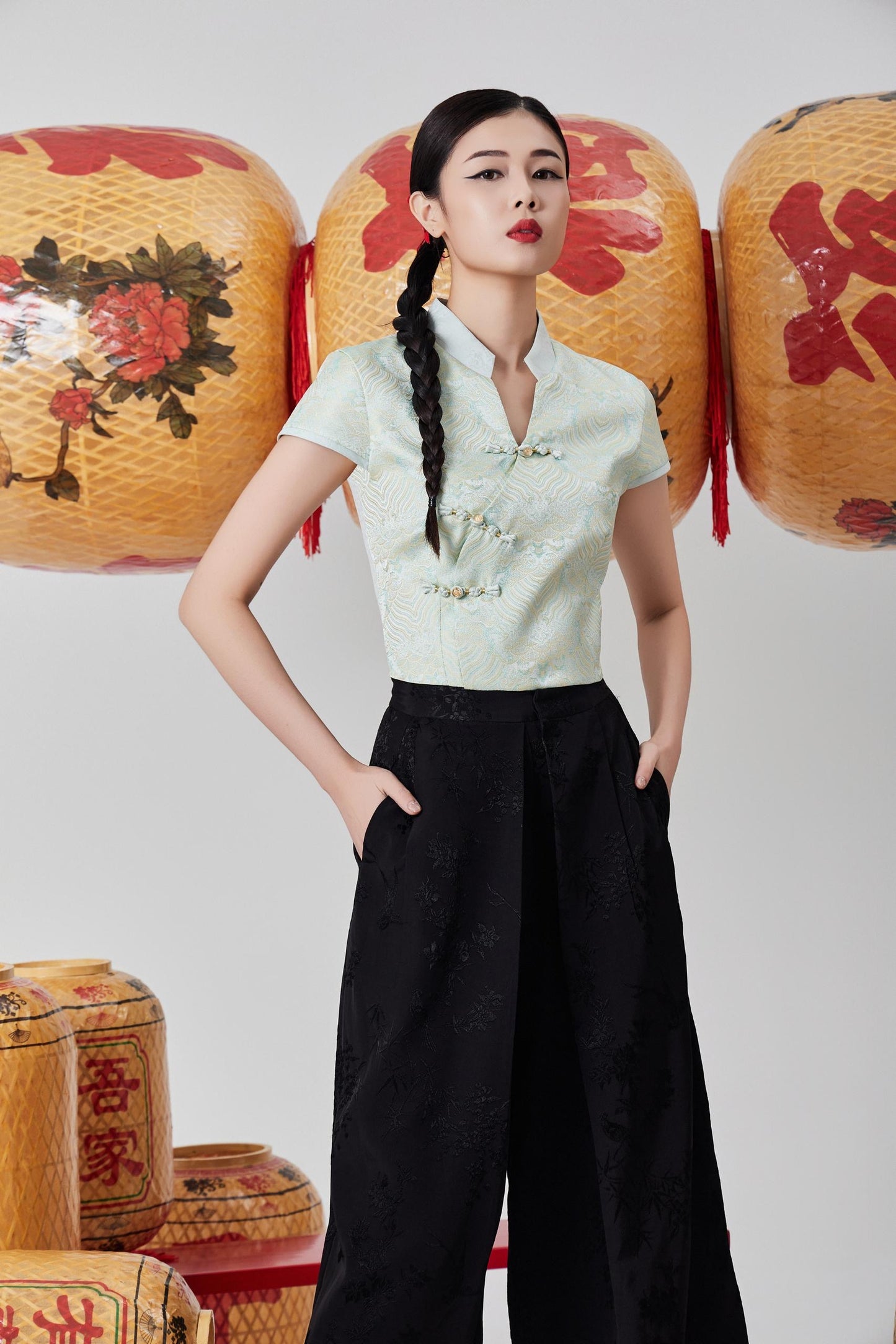 Hui Orient Pleated Culottes