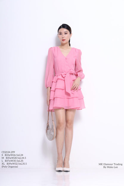 Celeste V-Neck Ruffles Midi Dress