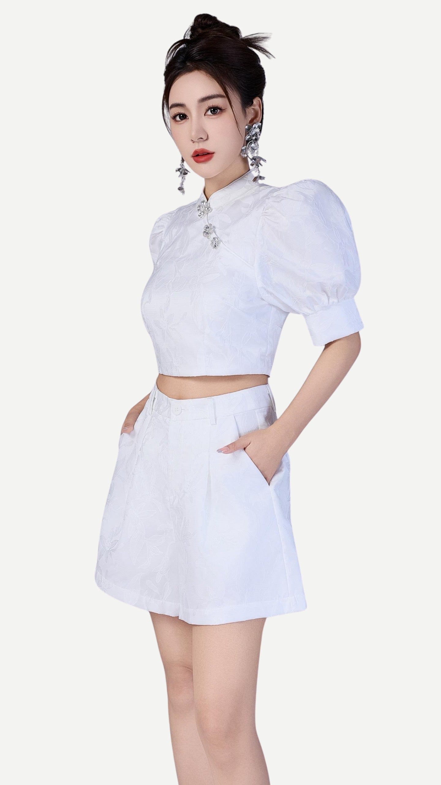 Xi Oriental Jacquard Qipao Top