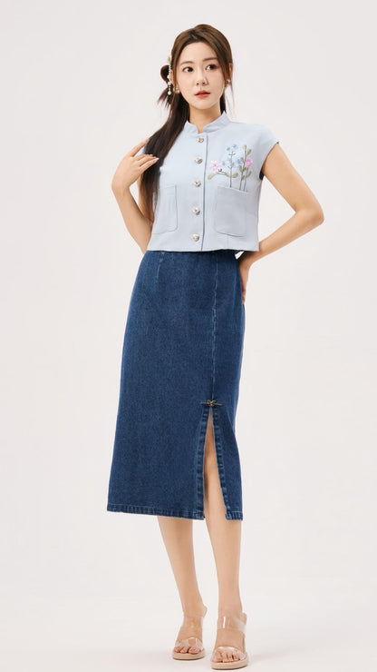 Jing Oriental Embroidered Vest Top