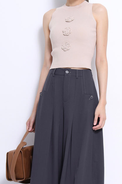 Camille Rose Ribbed Knit Top
