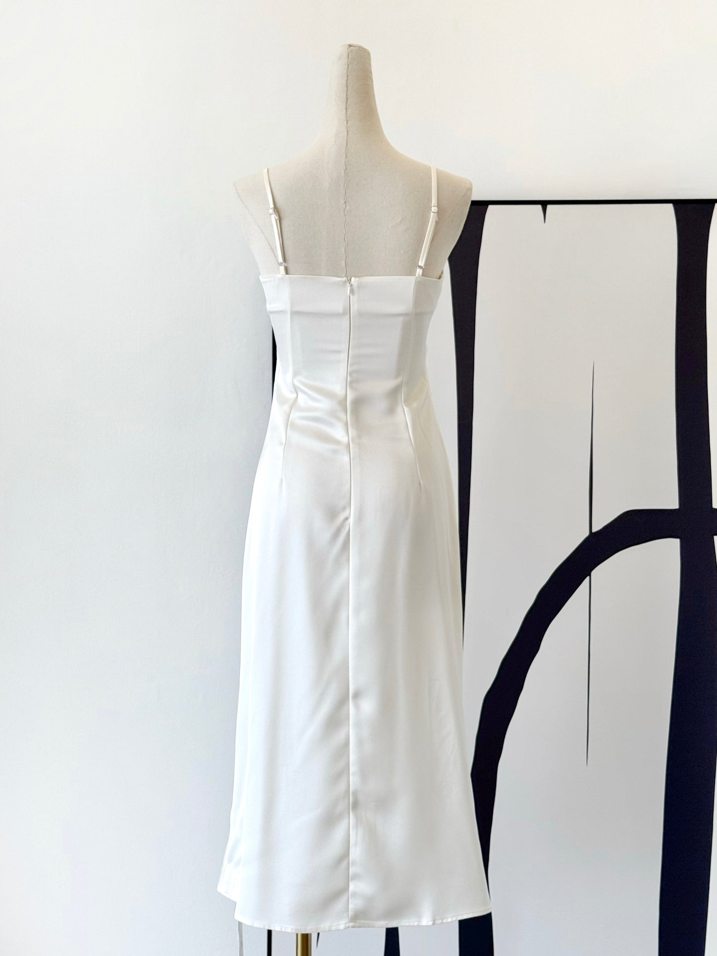 Penelope Satin Dress with Flower Brooch