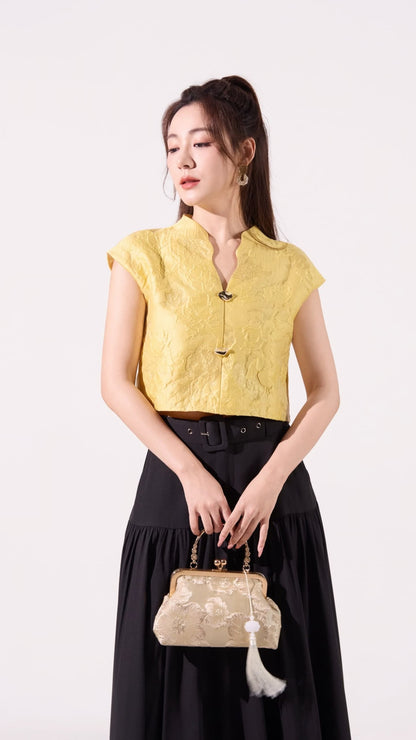 Lei Oriental V-Neck Qipao Top