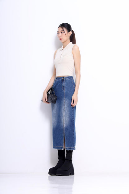 Carly V-Neck Embroidered Polo Tee