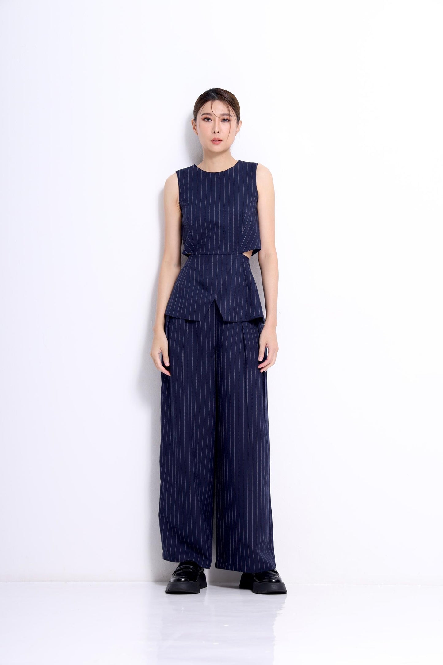 Amy Cutout Pinstripe Top