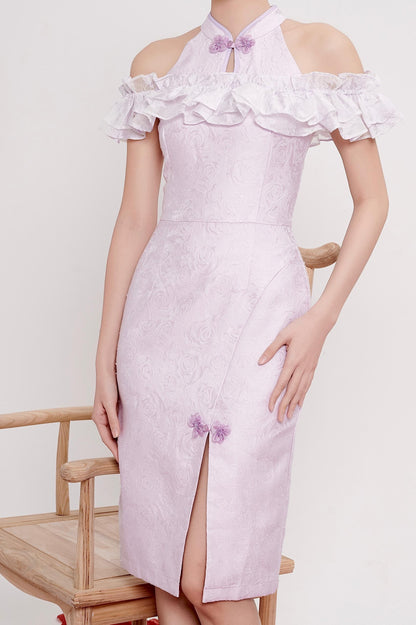 Lu Orient Off Shoulder Ruffles Qipao
