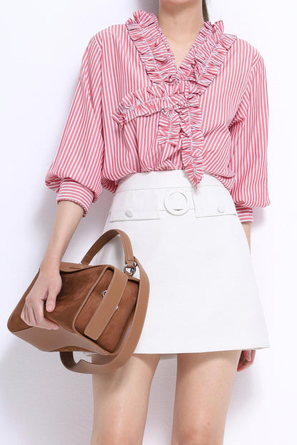 Hara Ruffle Collar Top
