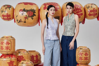 Lian Orient V-Neck Top