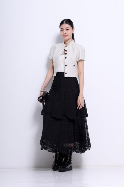 Natasha Mandarin Colar Cropped Jacket