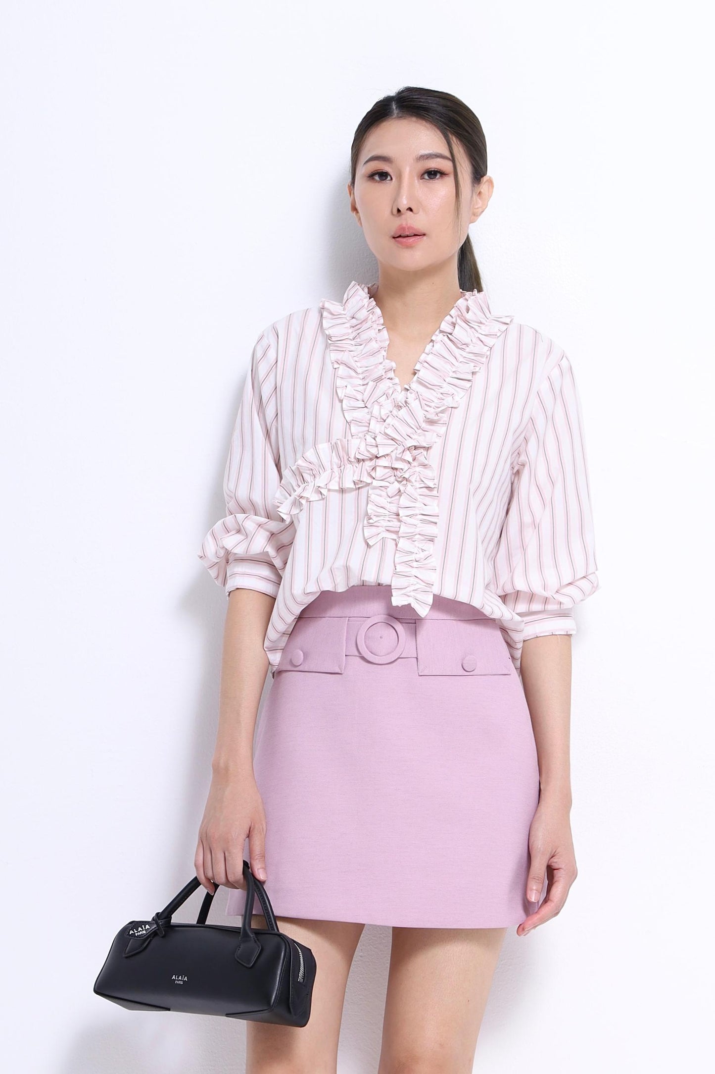 Hara Ruffle Collar Top