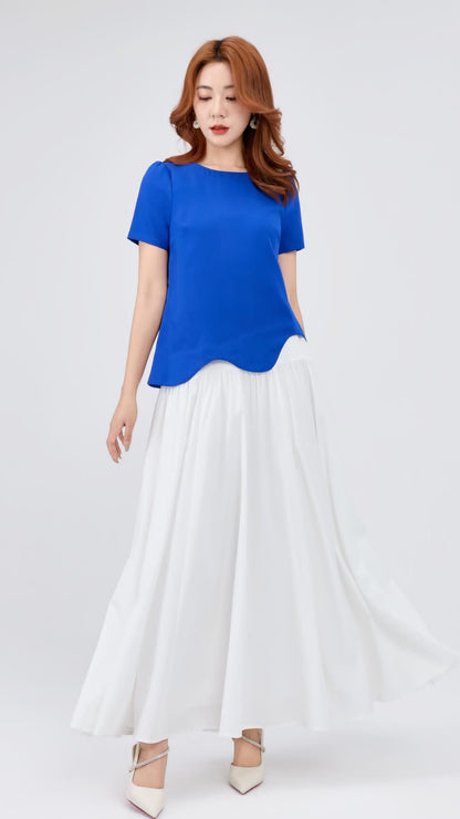 Ziri Scallop Hem Loose Top