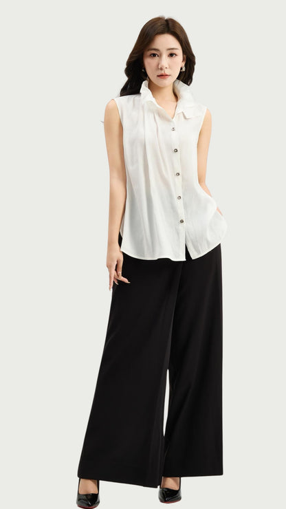 Ziri Ruffle Neck Tencel Top