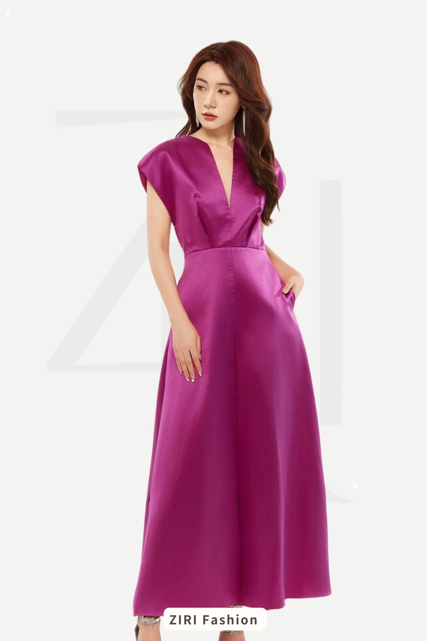 Ziri V-Neck Evening Gown