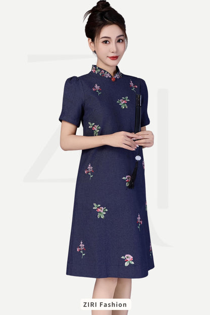 Nin Denim Qipao Dress