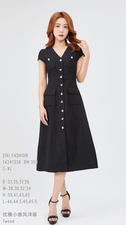 Ziri V-Neck Tweed Dress