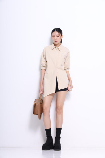 Miyu Asymmetrical Short Sleeve Shirt