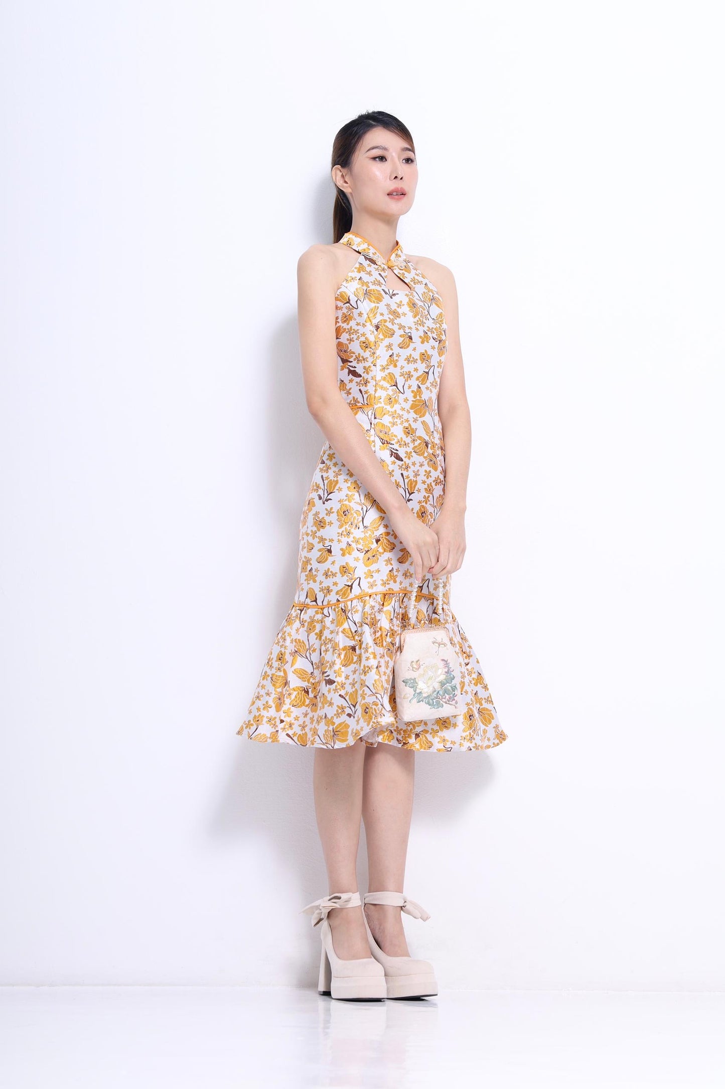 Zhu Orient Pearl Qipao Dress with Jacket