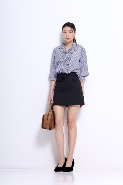 Hara Ruffle Collar Top