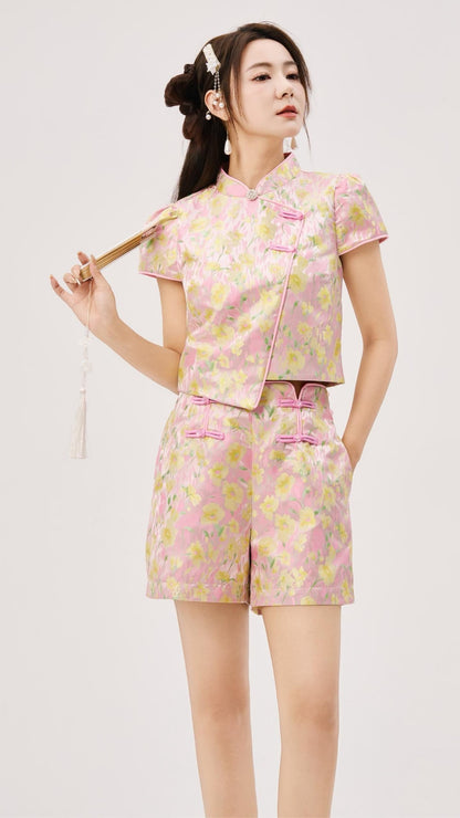 Nen Oriental Asymmetrical Qipao Top