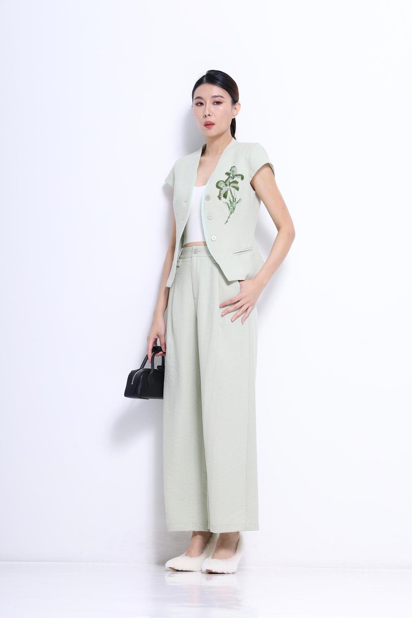 Shan Embroidered Flower Vest Top