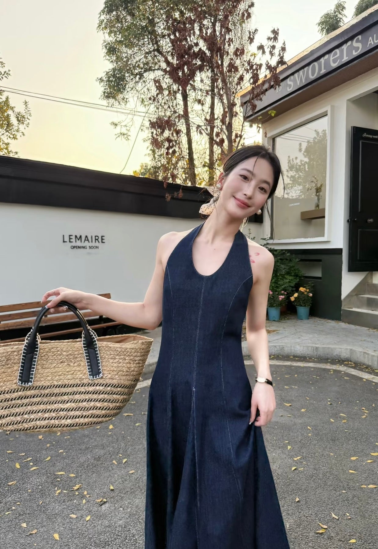 Ara Halter Denim Dress