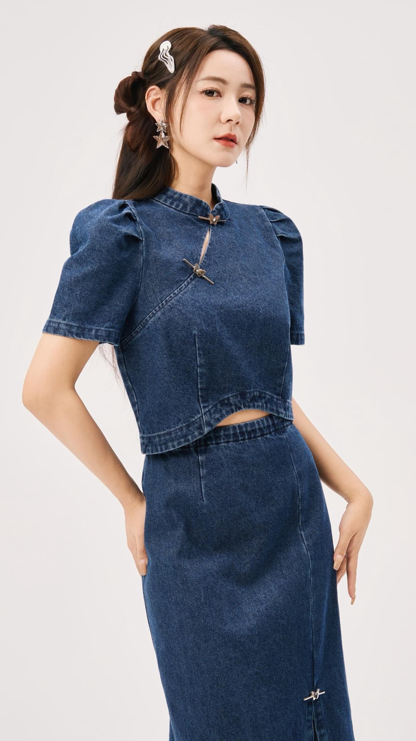 Ning Oriental Denim Skirt