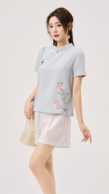 Shuang Oriental Floral Top