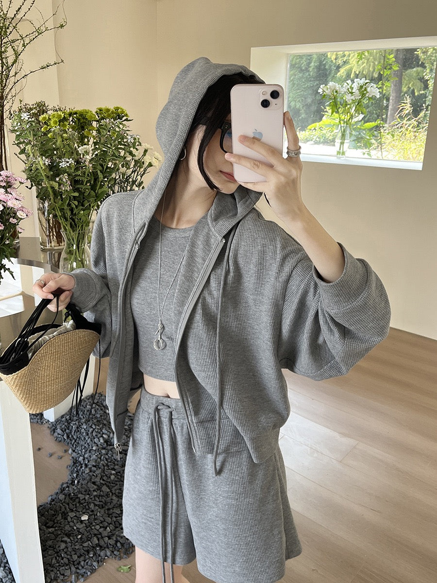 Teresa Embossed Knit Hoodie Setwear