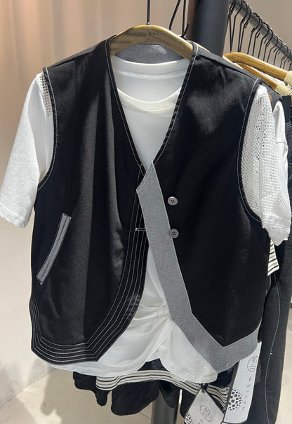 Alex Asymmetrical Denim Vest Set
