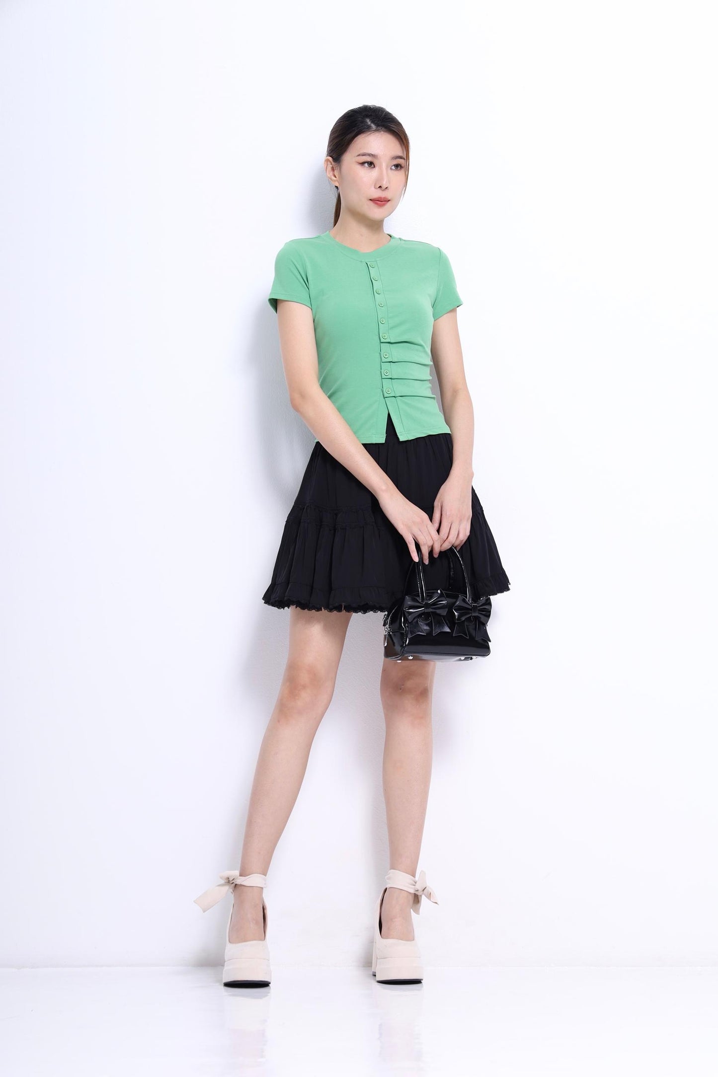 Charlie Fitted Tee with Pleats