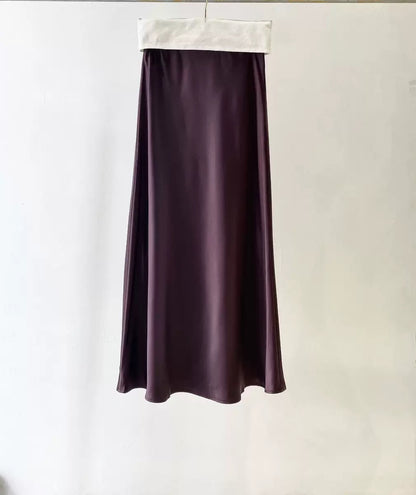 Zhou Wrinkle Satin Bias Cut Maxi Skirt
