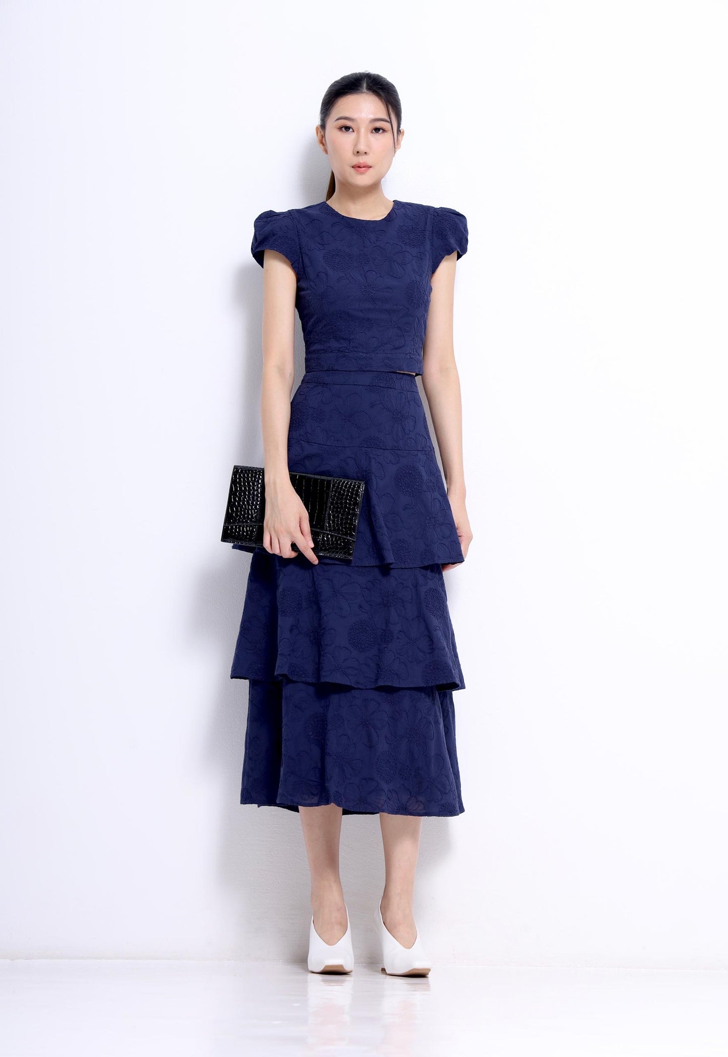 Hana Embroidered Flower Layered Skirt