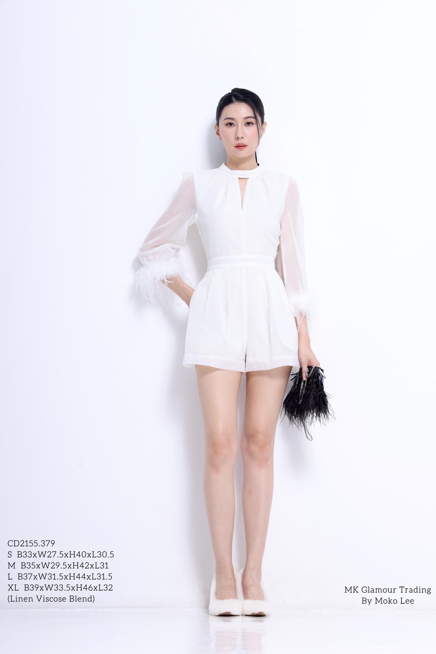 Jinny Feather Open Back Romper